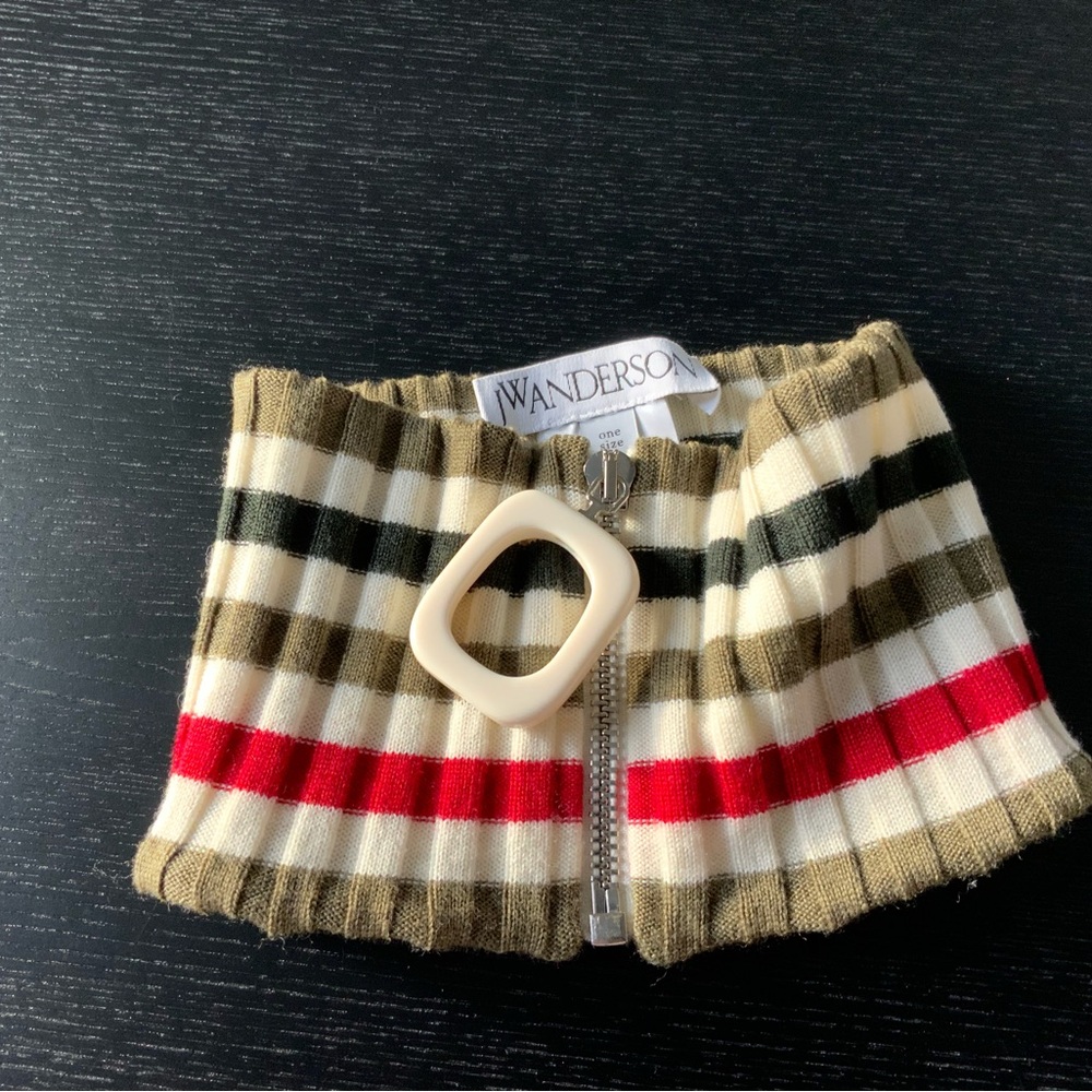 J.W. Anderson Striped Scarf in Red, White, and Brown